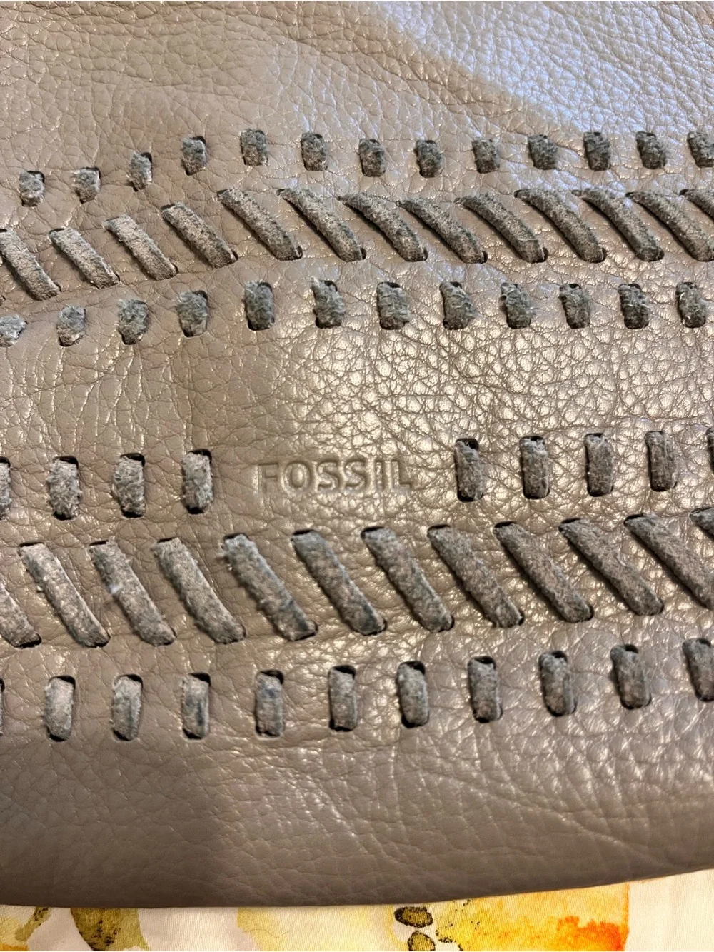 Fossil Maya Hobo Gray Leather Purse ZB7191 w/ Key Excellent Condition